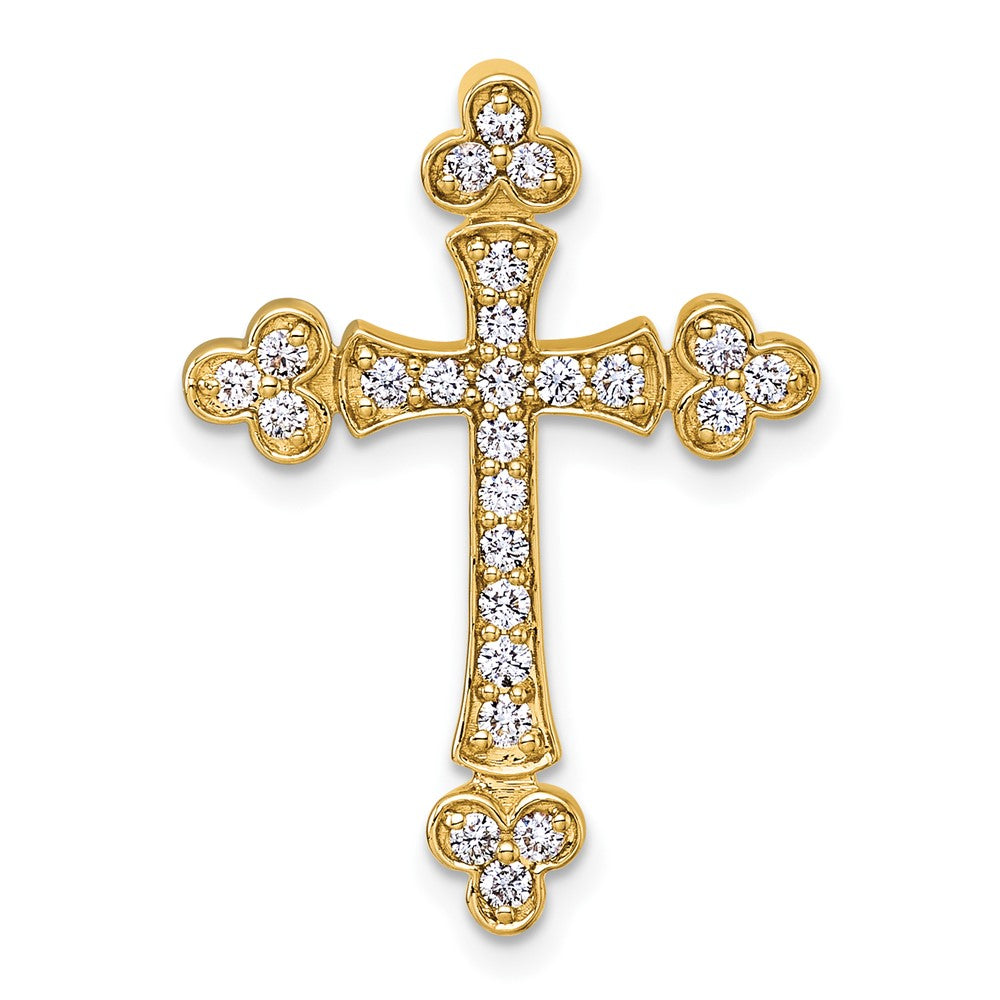 14k white1/2ct. Diamond Budded Cross Chain Slide, VS