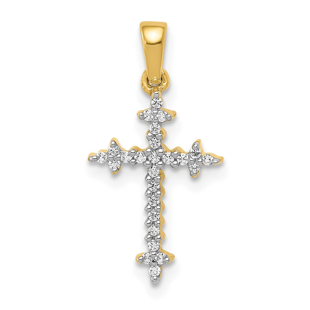 10K 1/10ct. Diamond Fleur de Lis Cross Pendant