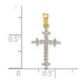 14k and Rhodium 1/6ct. Diamond Fleur de Lis Cross Pendant