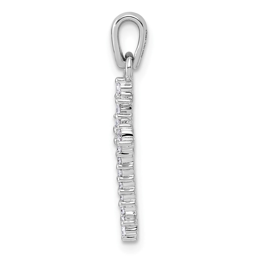 14k and Rhodium 1/5ct. Diamond Fleur de Lis Cross Pendant