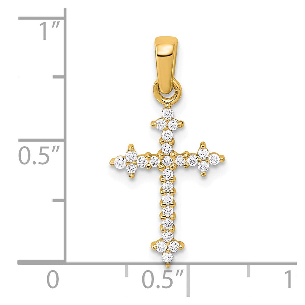 14k and Rhodium 1/5ct. Diamond Fleur de Lis Cross Pendant