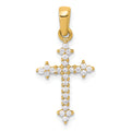 14k and Rhodium 1/5ct. Diamond Fleur de Lis Cross Pendant
