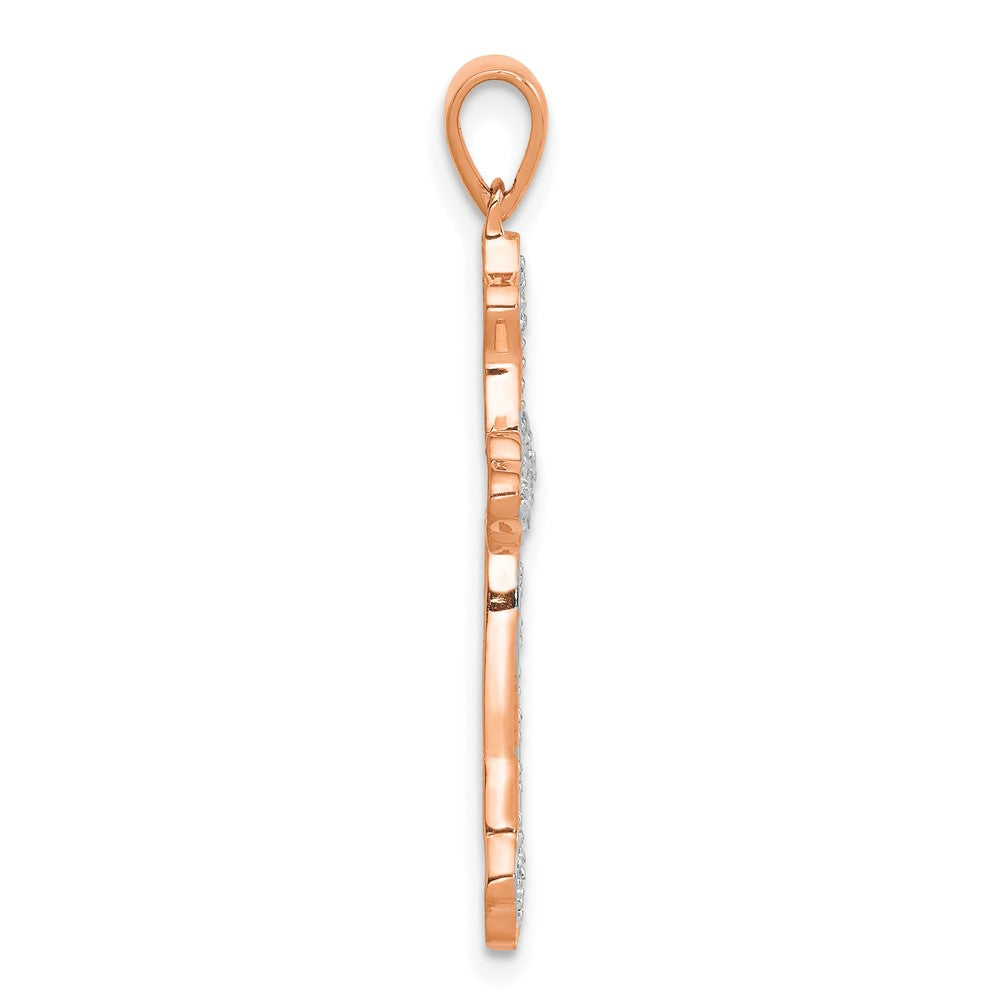14k Rose Gold & Rhodium Diamond Cross Pendant