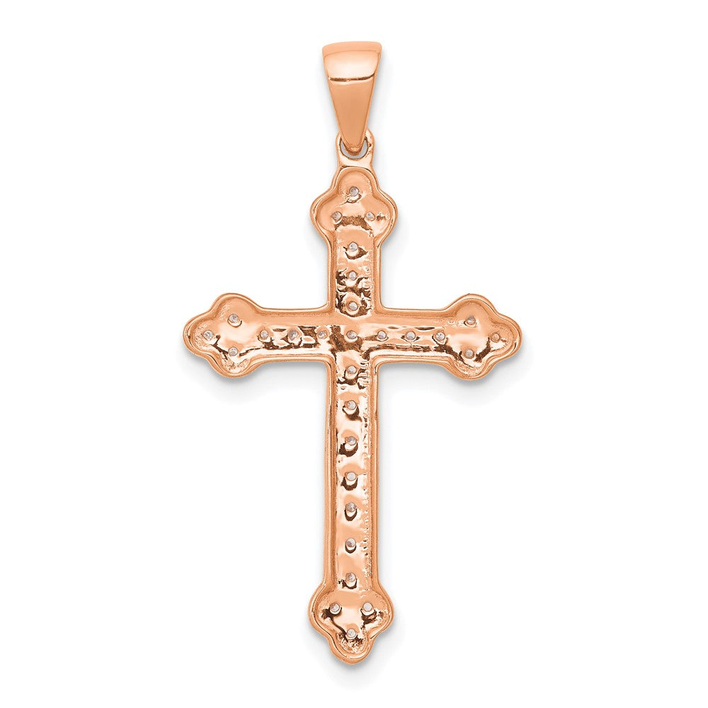 14k Rose Gold & Rhodium Diamond Cross Pendant