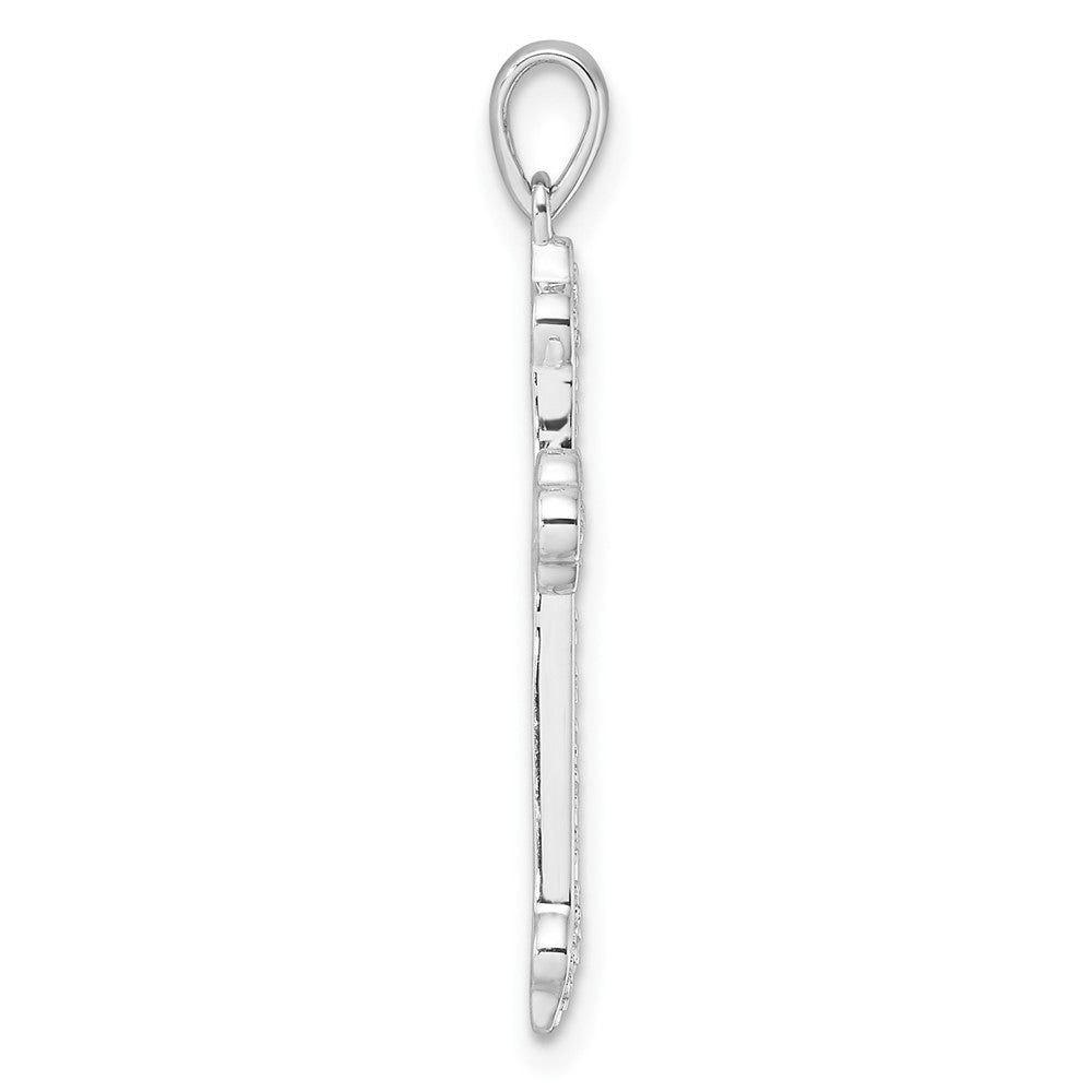 14k White Gold Diamond Cross Pendant