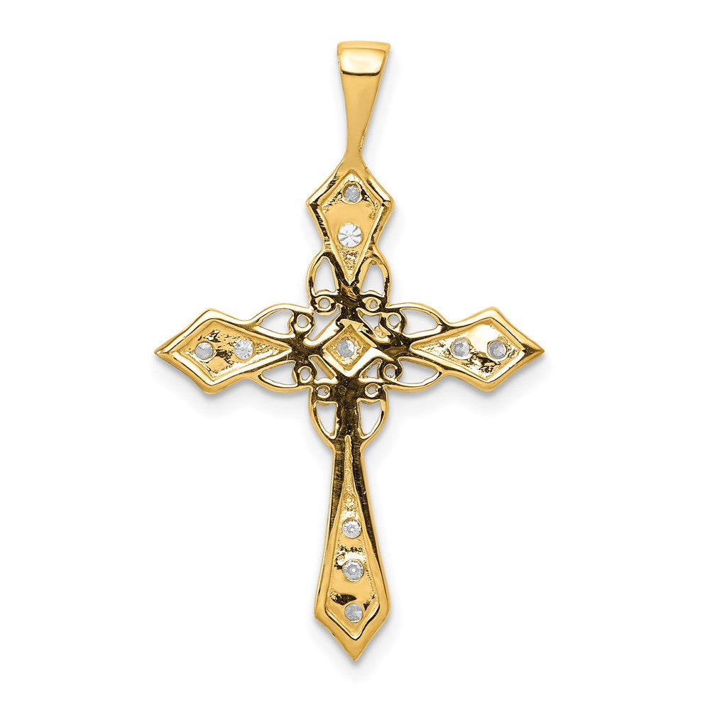 14k A Diamond Passion Cross Pendant