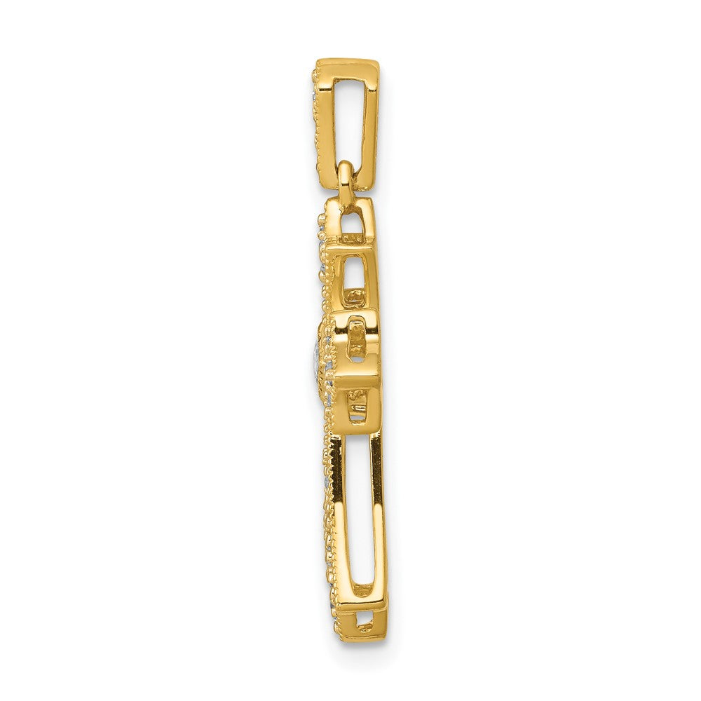 10K 1/6ct. Diamond Fleur de Lis Cross Pendant
