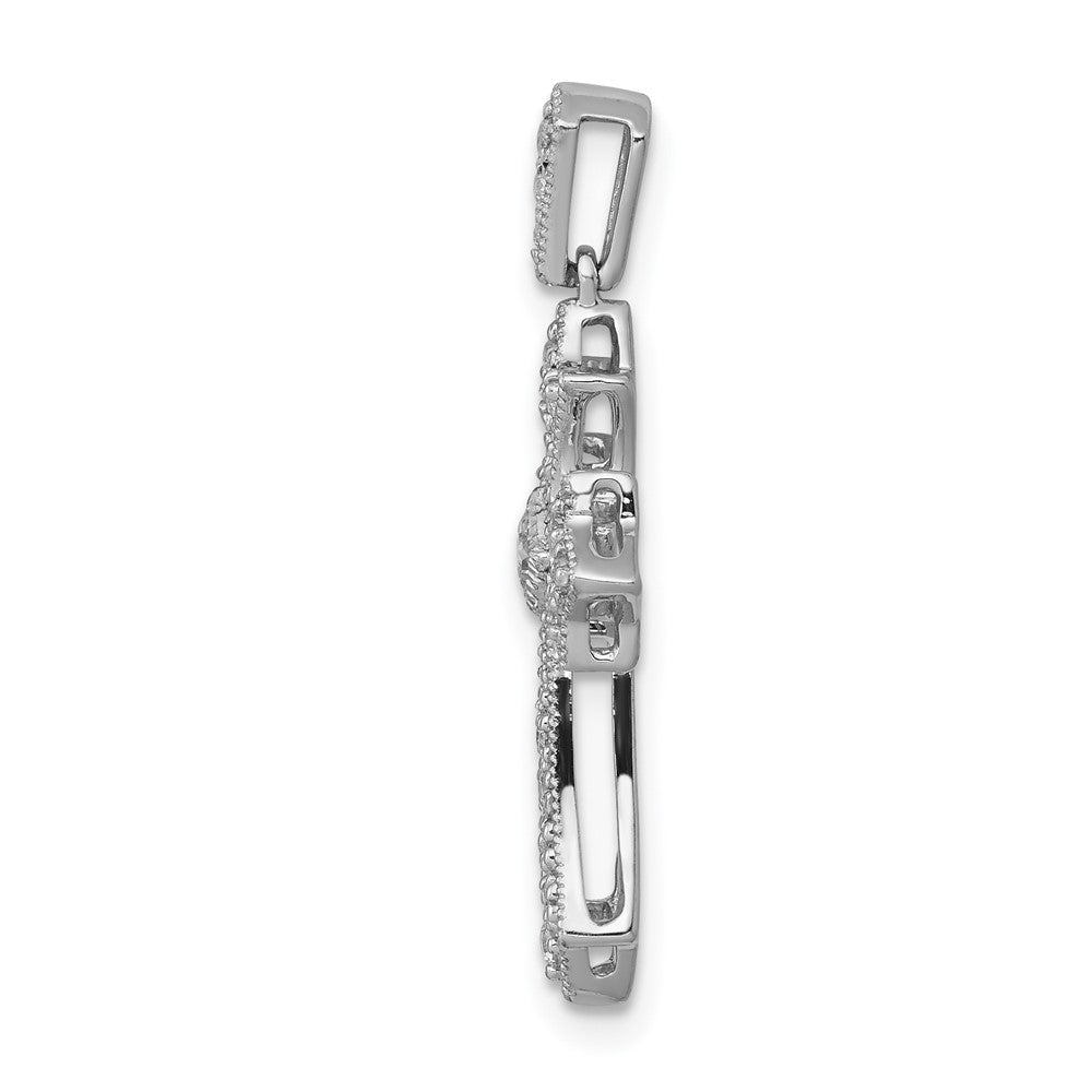 14k White Gold 1/6ct. Diamond Fleur de Lis Cross Pendant
