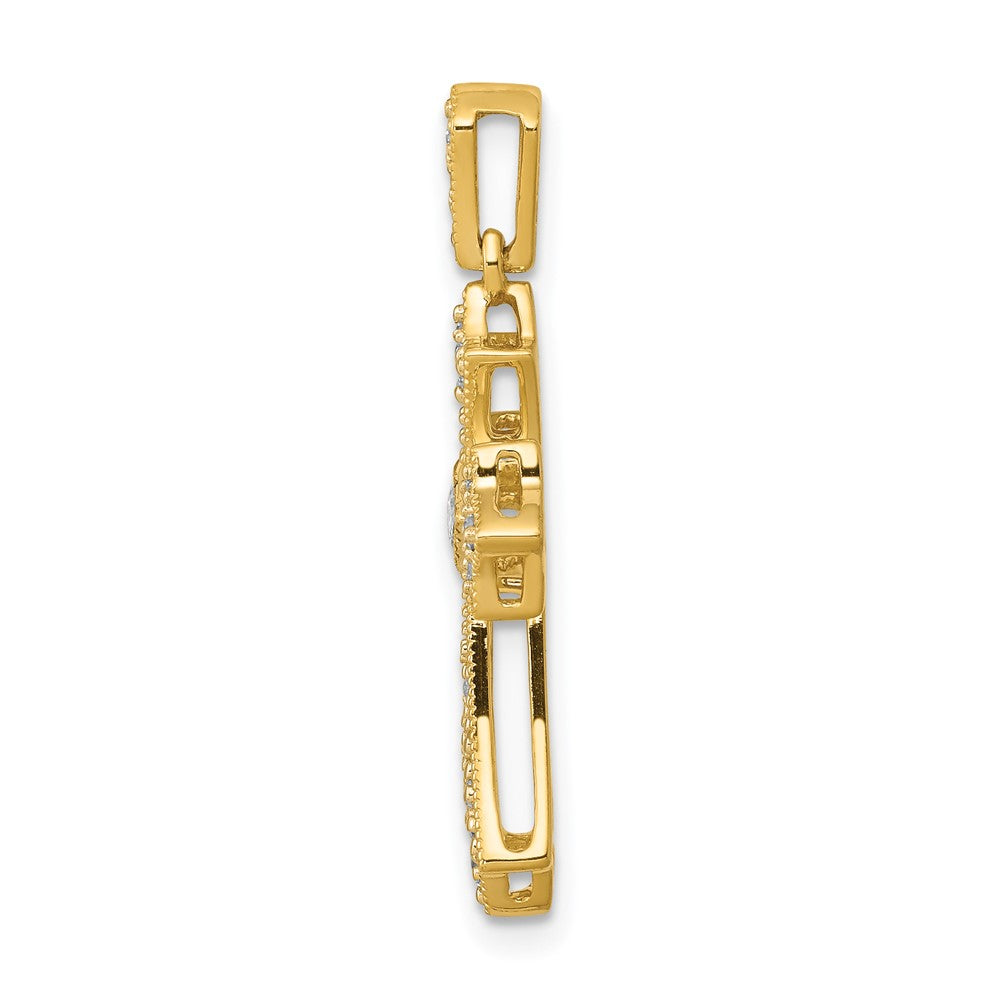 14k 1/6ct. Diamond Fleur de Lis Cross Pendant