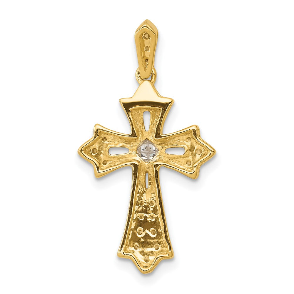 14k 1/6ct. Diamond Fleur de Lis Cross Pendant