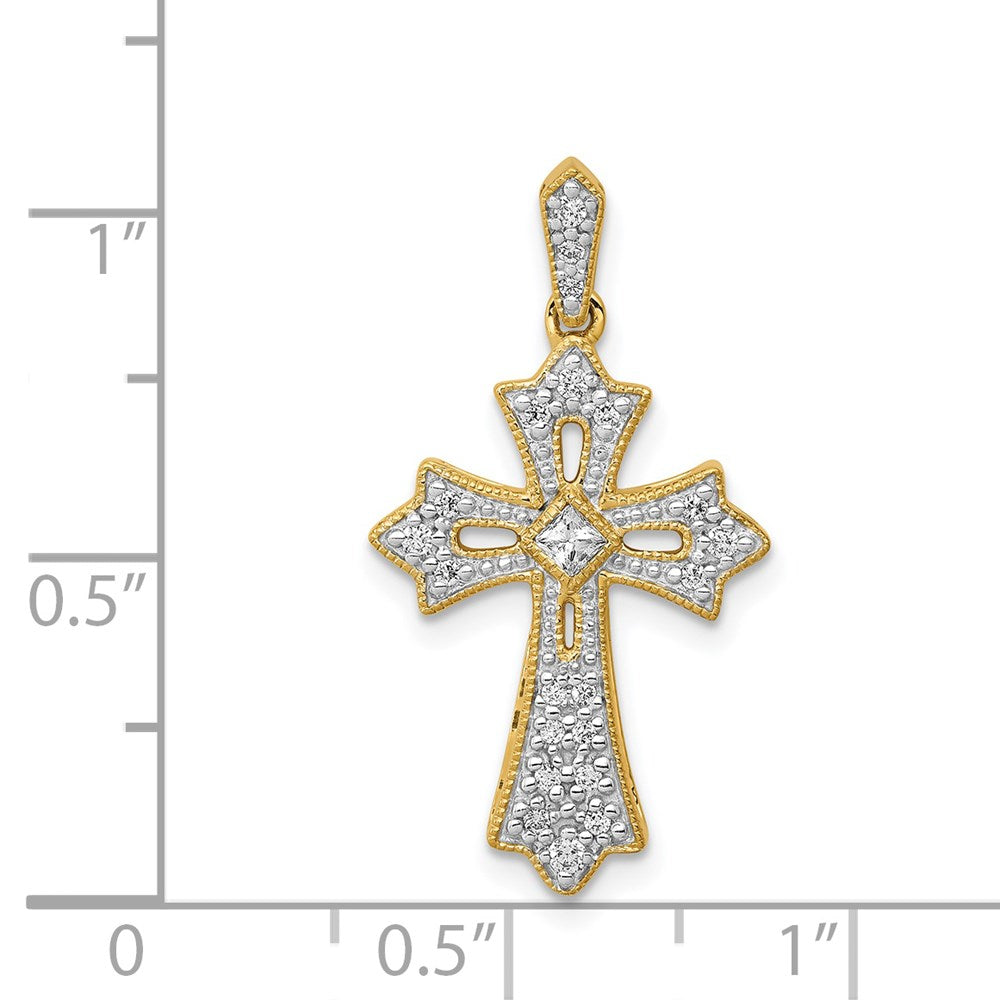 14k 1/6ct. Diamond Fleur de Lis Cross Pendant
