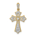 14k 1/6ct. Diamond Fleur de Lis Cross Pendant