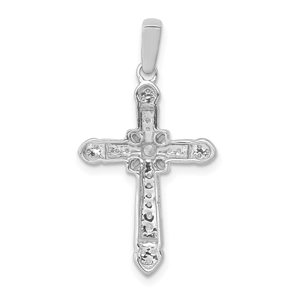 14k White Gold 1/6ct. Diamond Filigree Cross Pendant