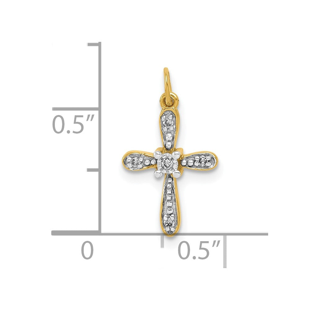 10K and Rhodium .03ct. Diamond Cross Charm
