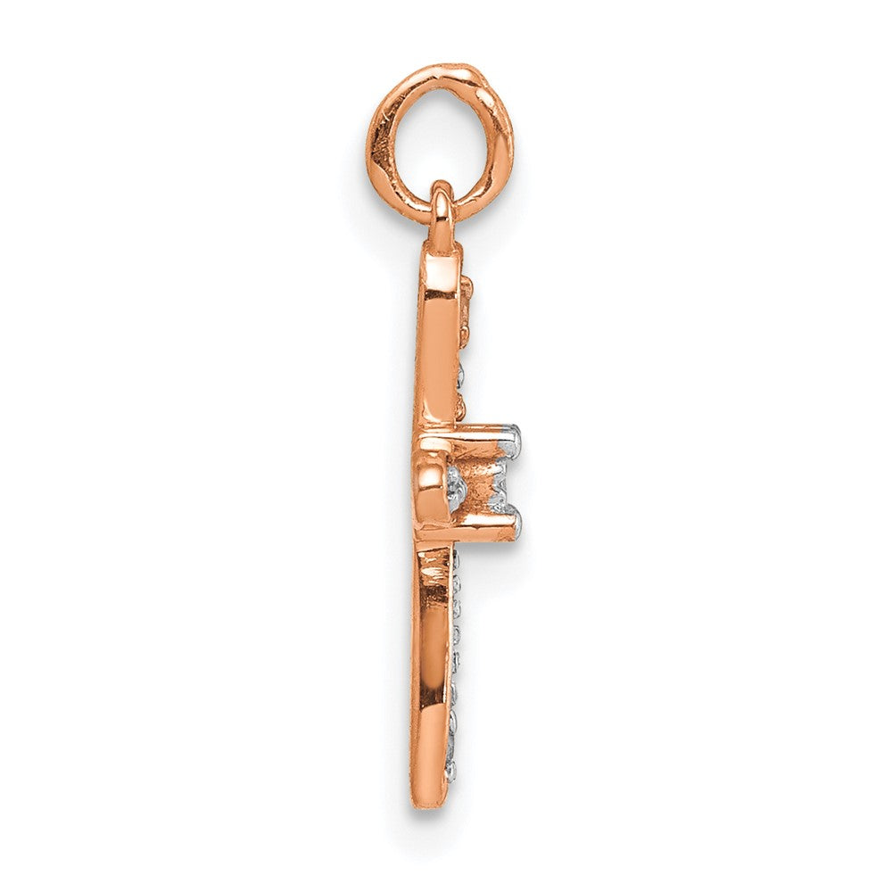 14k Rose Gold .03ct. Diamond Cross Charm