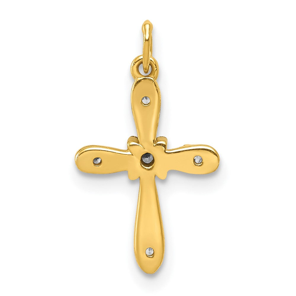 14k and Rhodium .03ct. Diamond Cross Charm