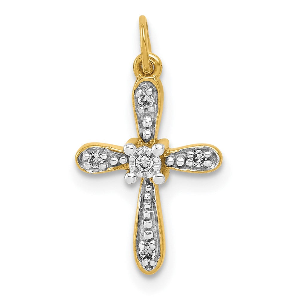 14k and Rhodium .03ct. Diamond Cross Charm
