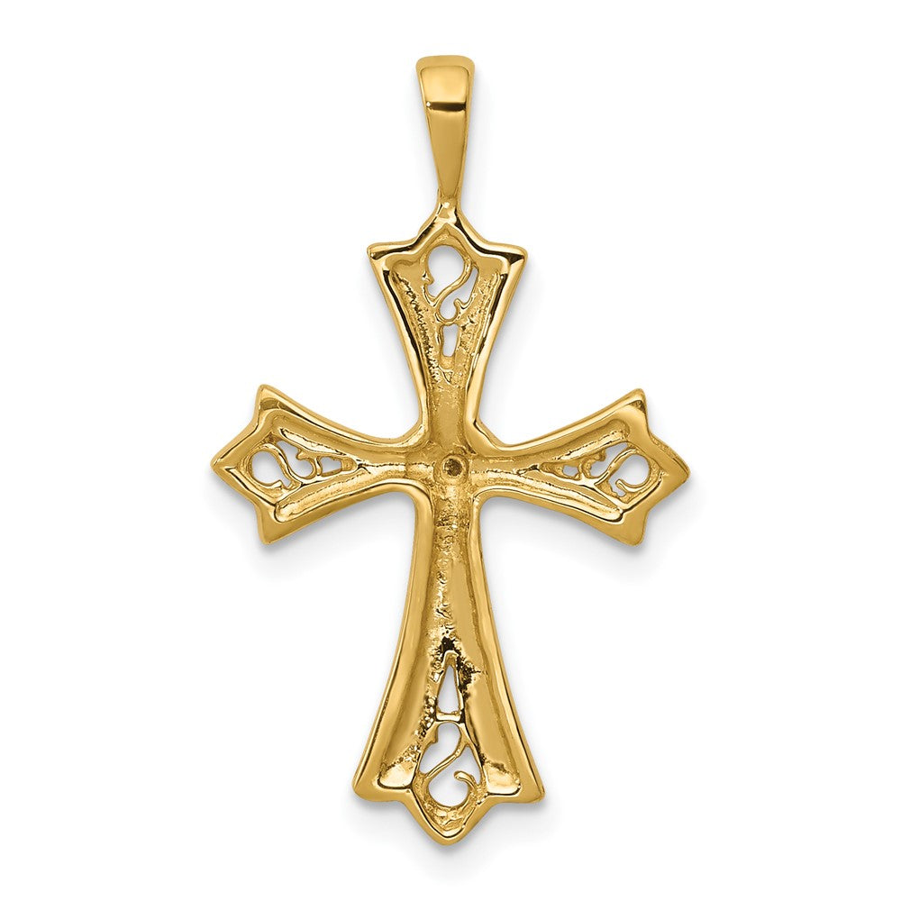 14k AA Diamond Cross w/ Heart Center Pendant