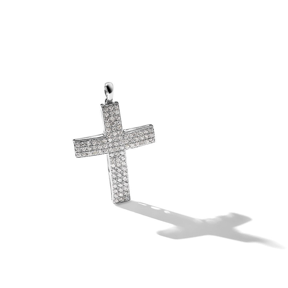 14k White Gold 1ct. Diamond Latin Cross Pendant