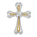 14k Two-Tone 1/3ct. Diamond Cross Chain Slide
