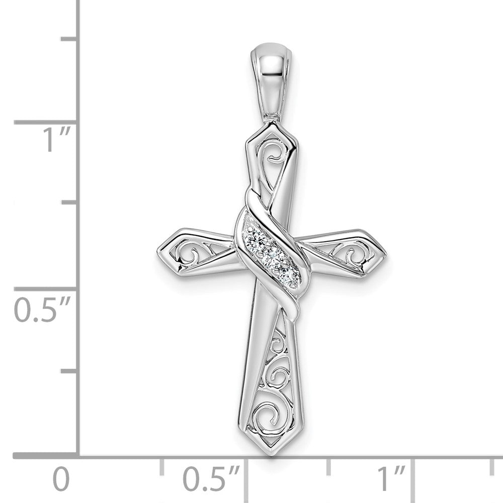 14k White Gold 1/20ct. Diamond Cross Pendant