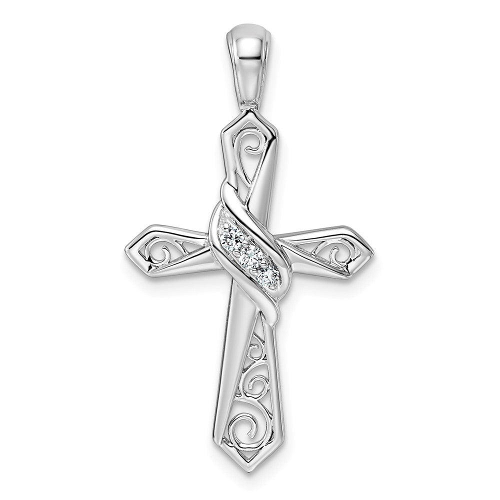 10K White Gold 1/20ct. Diamond Cross Pendant