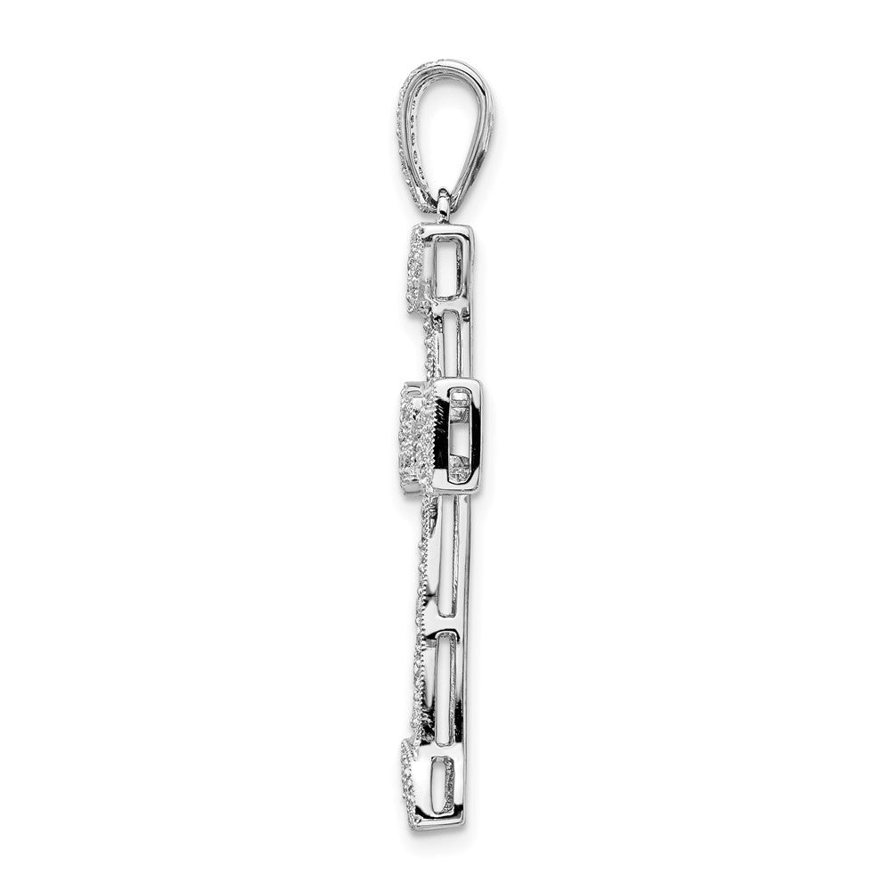 14k White Gold Diamond Filigree Cross Pendant