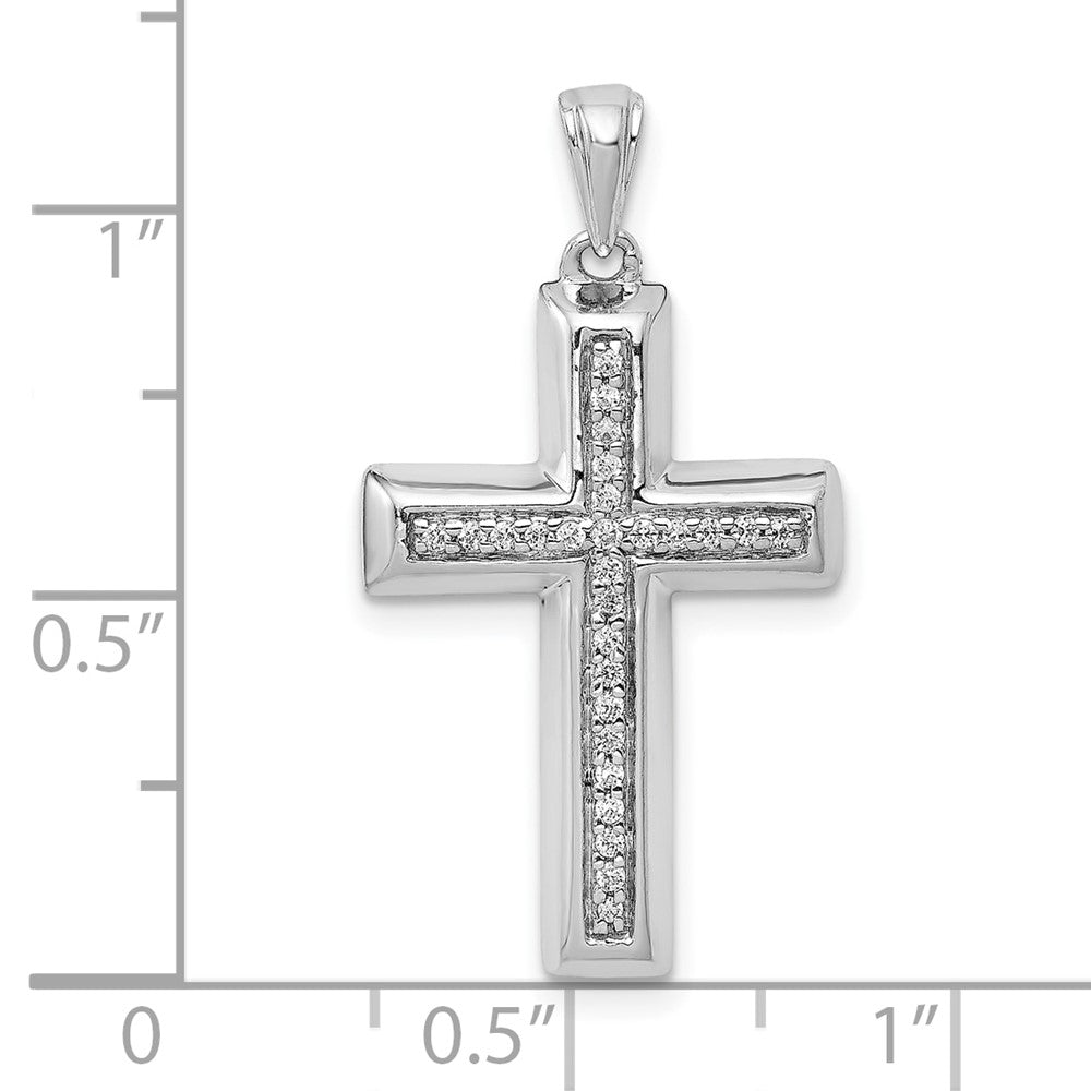 10K White Gold Large 1/10ct. Diamond Cross Pendant
