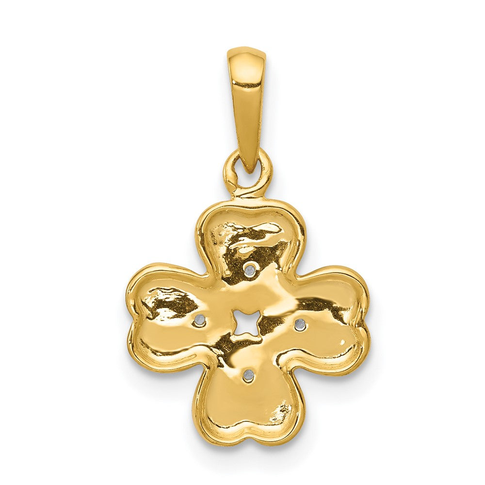 14k .02ct.Diamond Four Leaf Clover Pendant