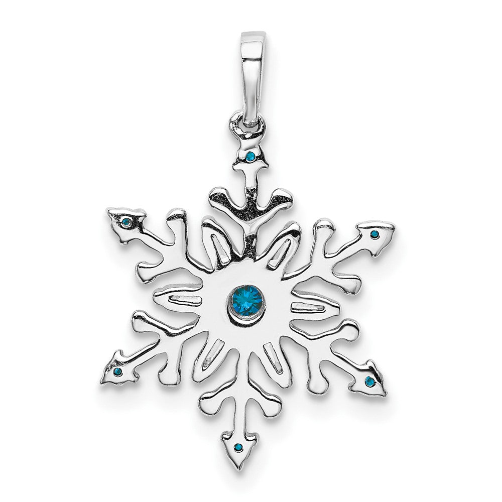 14k White Gold 1/6ct. Blue and White Diamond Snowflake Pendant