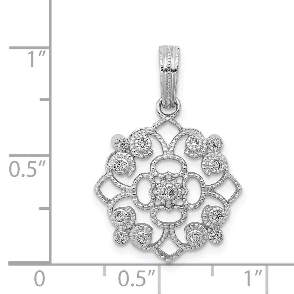 14k White Gold Fancy 1/15ct. Diamond Vintage Pendant