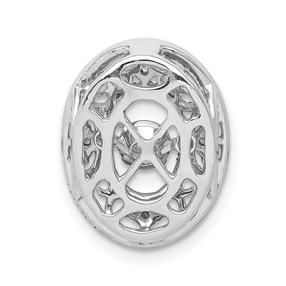 14k White Gold Vibrant Diamond Oval Slide Pendant