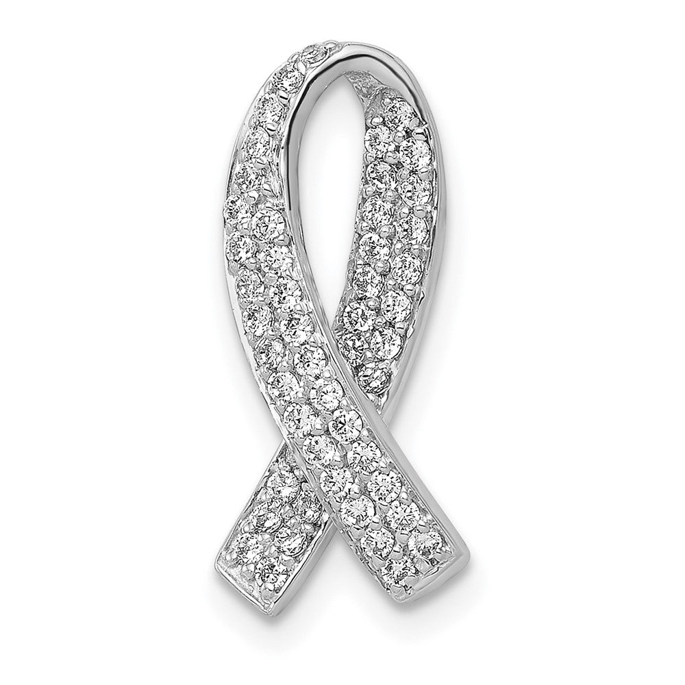 14k White Gold Awareness Diamond Chain Slide Pendant