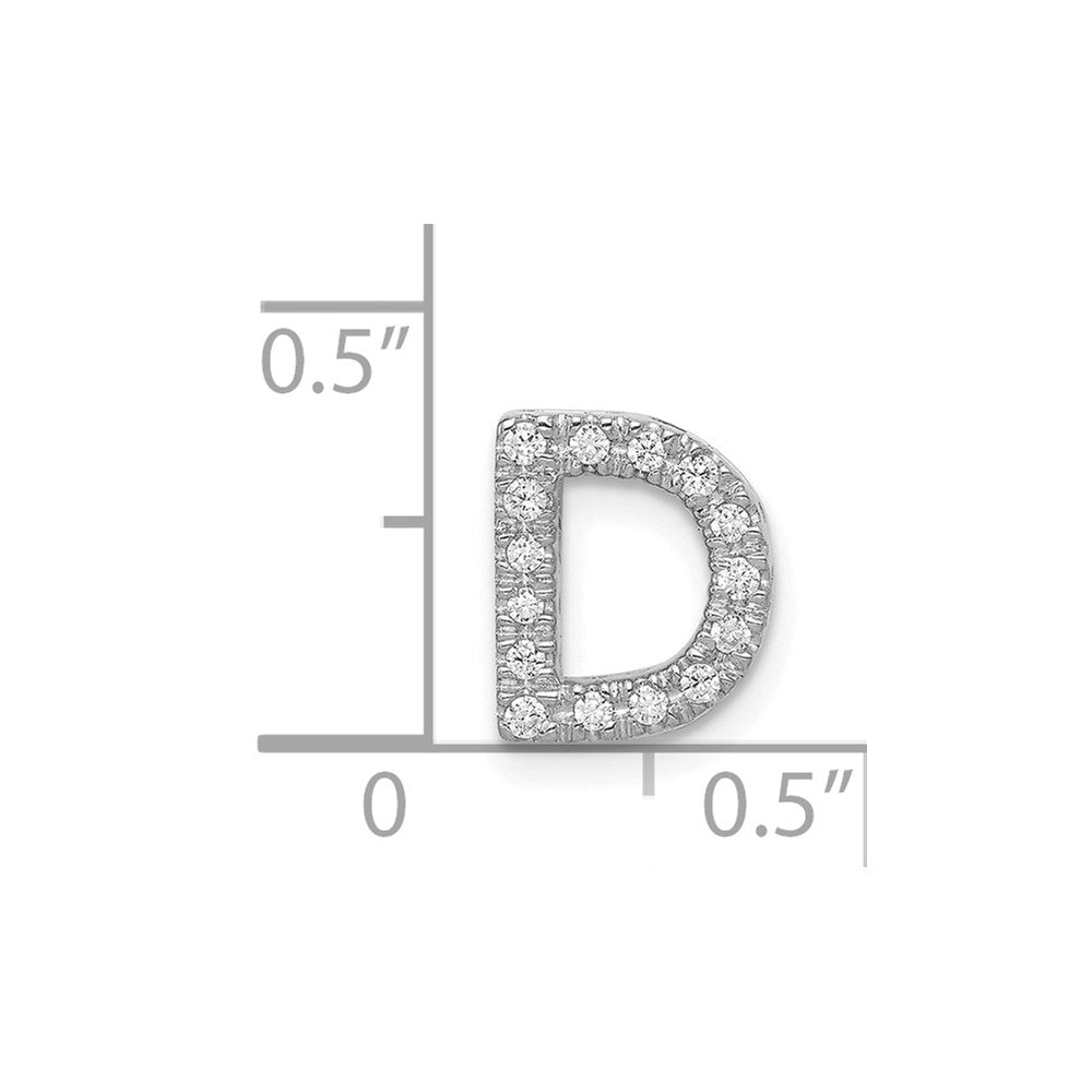 14K White Gold Diamond Letter D Initial Charm