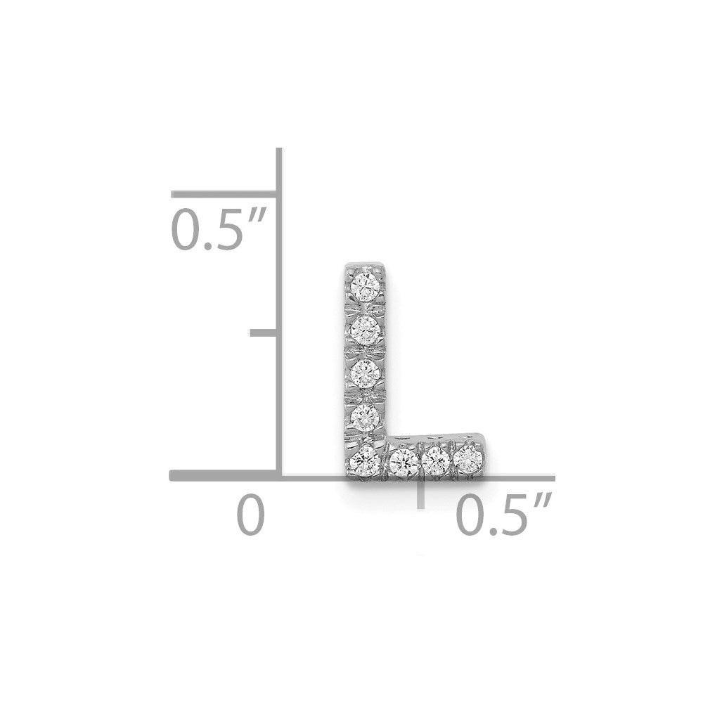 14K White Gold Diamond Letter L Initial Charm