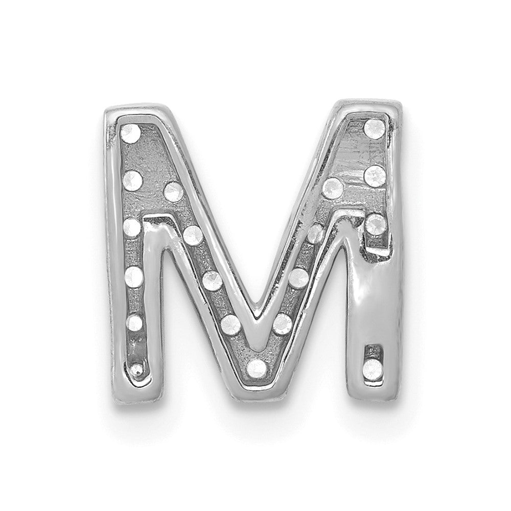 14K White Gold Diamond Letter M Initial Charm