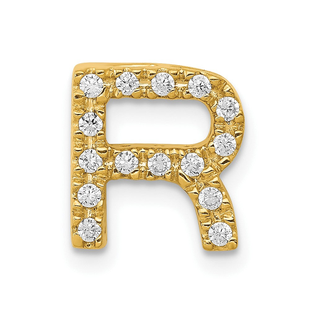 10K Diamond Letter R Initial Charm
