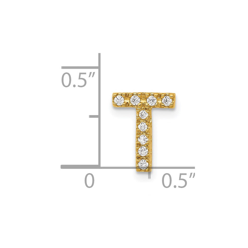14K Diamond Letter T Initial Charm