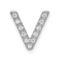 14K White Gold Diamond Letter V Initial Charm