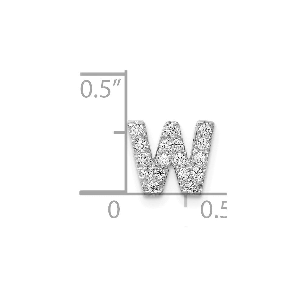 14K White Gold Diamond Letter W Initial Charm