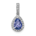 14k White Gold Pear .75 Tanzanite and Diamond Pendant