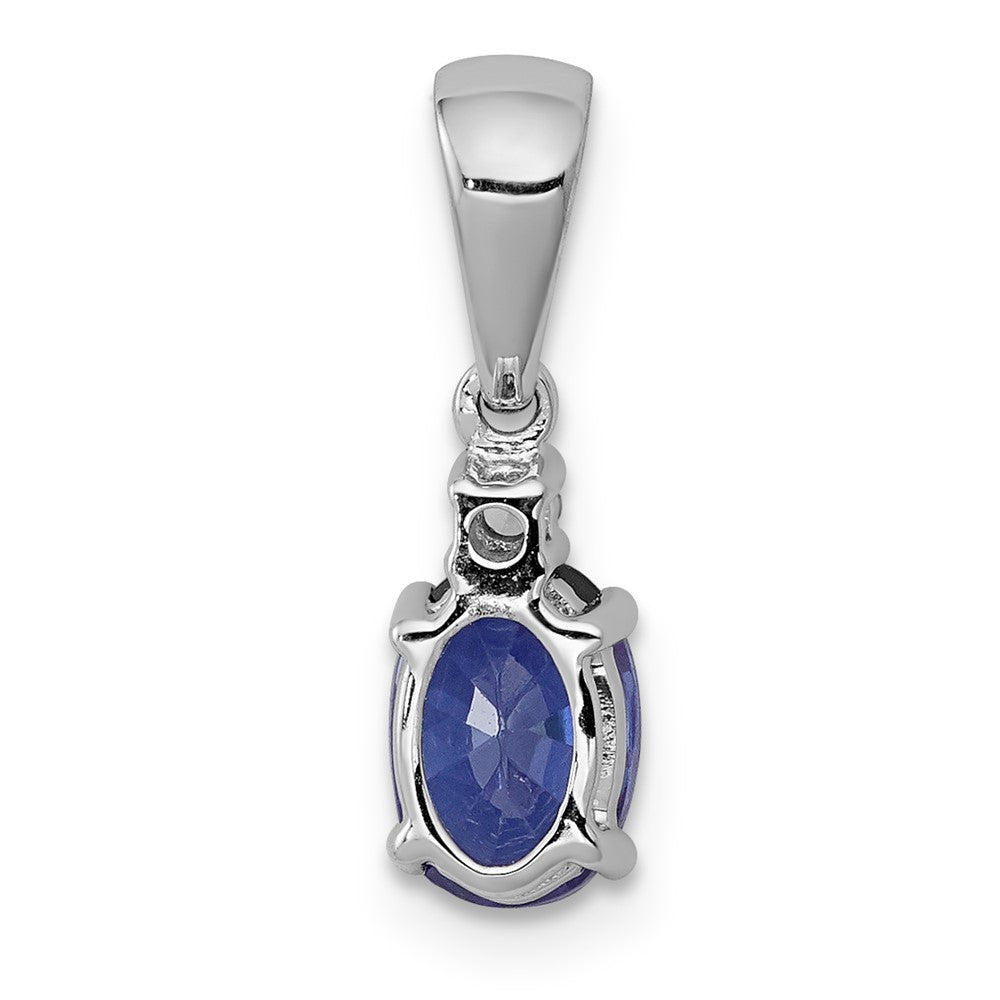 14k White Gold Oval .75 Tanzanite and Diamond Pendant