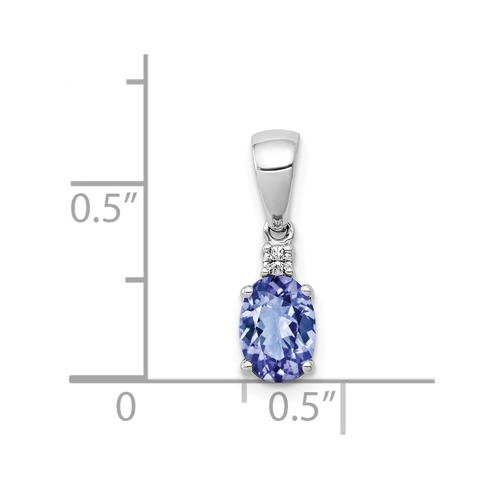 14k White Gold Oval .75 Tanzanite and Diamond Pendant