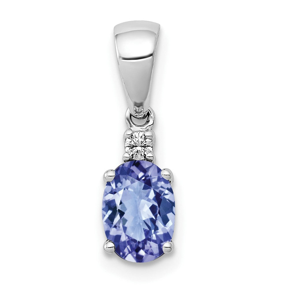 14k White Gold Oval .75 Tanzanite and Diamond Pendant