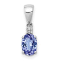 14k White Gold Oval .75 Tanzanite and Diamond Pendant
