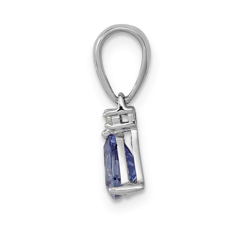 14k White Gold .72 Tanzanite Diamond Pendant