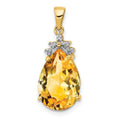 14k Pear Citrine & Diamond Pendant