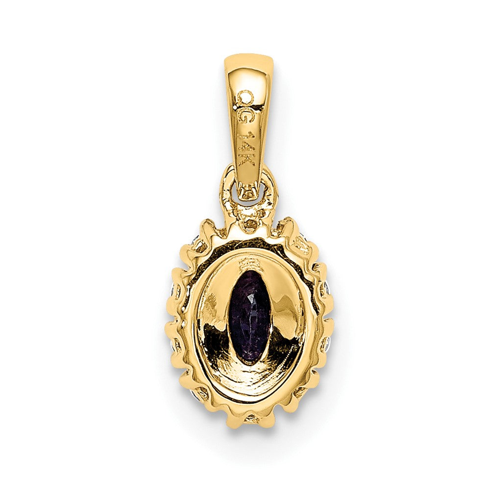 14k and Rhodium Diamond and .32 Sapphire Oval Halo Pendant