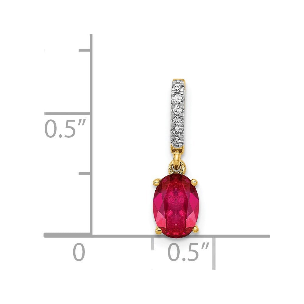 14k Diamond and .91 Oval Ruby Pendant
