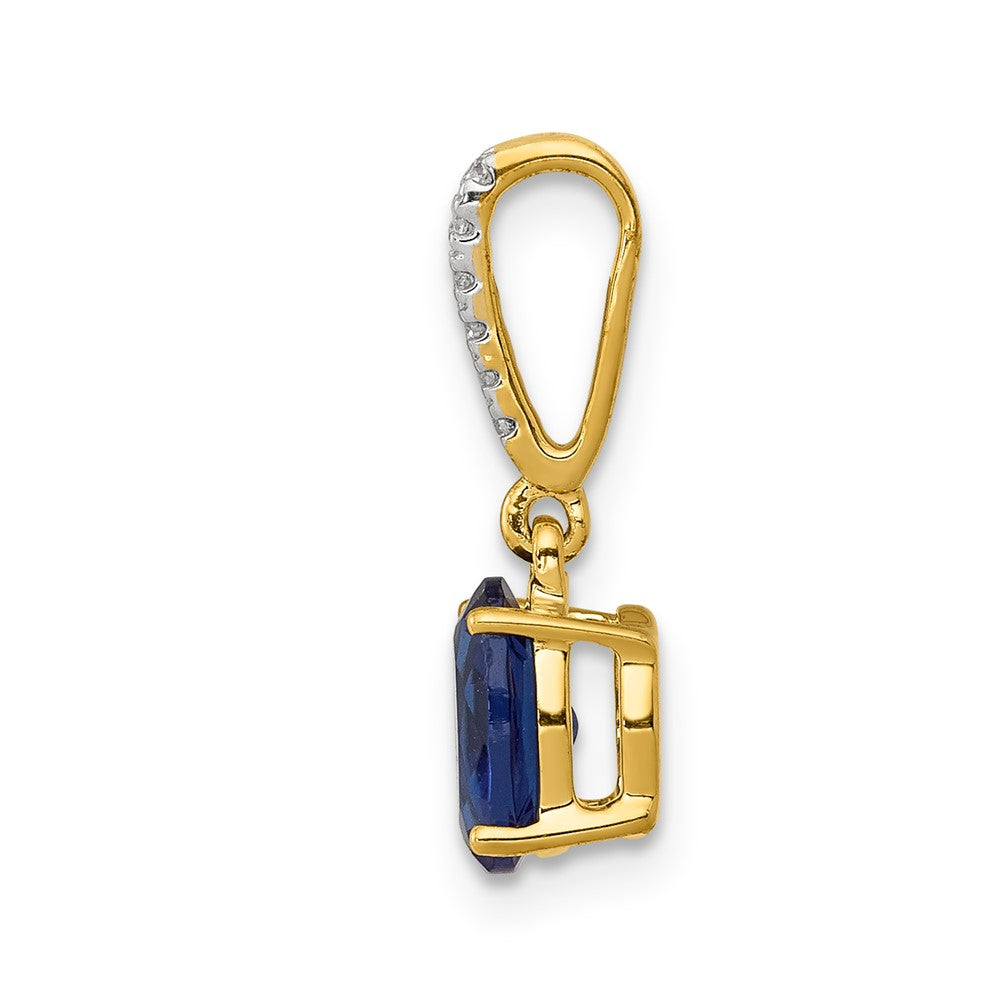 14k Diamond and Oval 1.04 Oval Sapphire Pendant